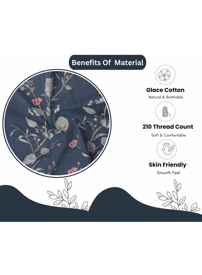 RD TREND® Presents Luxurious Glace Cotton Super Soft 210 TC 360° Elastic Fitted Bedsheet King Size (78X72X8 Inch) with 2 Pillow Covers, Color- Grey Pink Pattern-Floral - Image 4