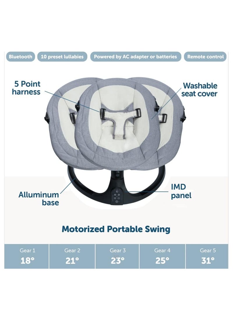 Premium Automatic Electric Baby Swing Cradle for baby with 5 Swing Speed, Music Speaker with 10 Preset Lullabies, Includes Remote Control