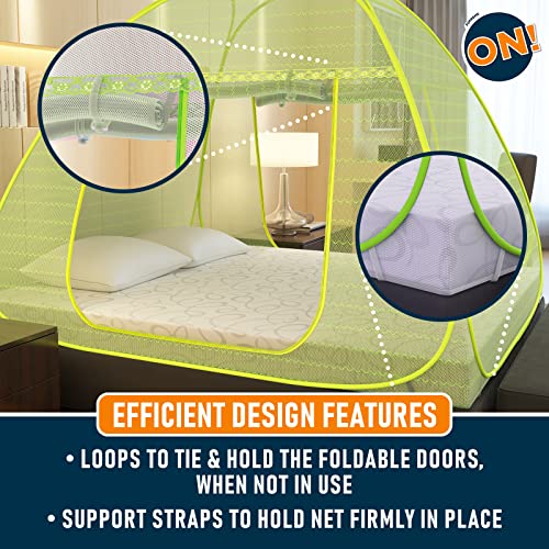 KOLAR Supreme On Wave Pattern Mosquito Net for Double Bed,King-Size Premium Machardani,Strong&Durable,Tent Type,Foldable,Corrosion Resistant,Green - Image 5