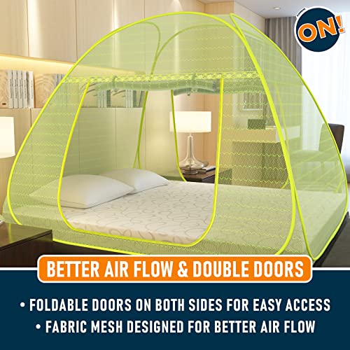KOLAR Supreme On Wave Pattern Mosquito Net for Double Bed,King-Size Premium Machardani,Strong&Durable,Tent Type,Foldable,Corrosion Resistant,Green - Image 4