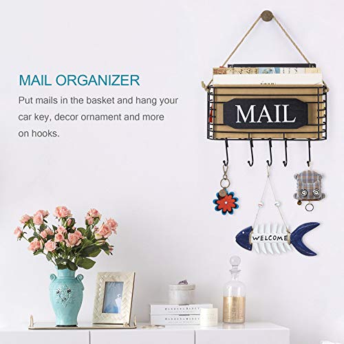 SRIWATANA Mail Key Holder for Wall, Mail Organizer Wall Mount, Small Size, Black - Image 2