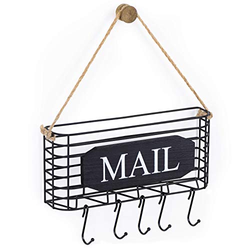 SRIWATANA Mail Key Holder for Wall, Mail Organizer Wall Mount, Small Size, Black - Image 1