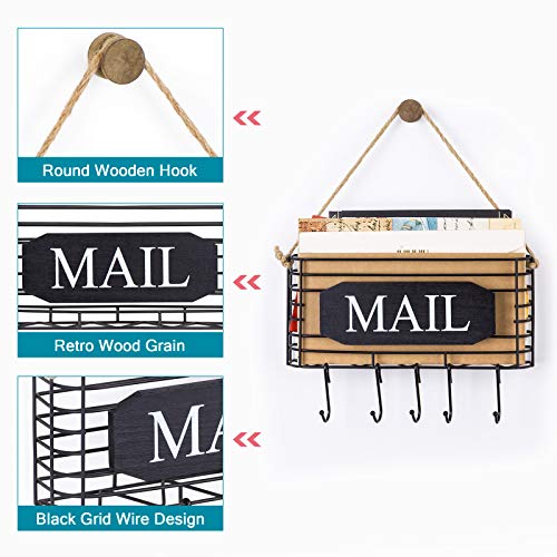 SRIWATANA Mail Key Holder for Wall, Mail Organizer Wall Mount, Small Size, Black - Image 3