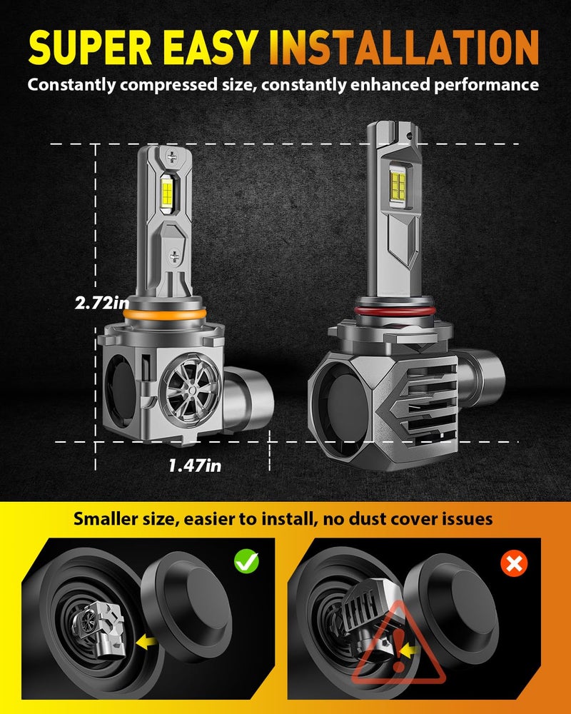 Termitor 9005/HB3 Light Bulbs, 100,000LM 13X Super Brighter, 1:1 Halogen Size, 6500K Cool White, 70000Hrs Long Service Life with Cooling Fan, Plug and Play Light Kit, Pack of 2 - Image 4