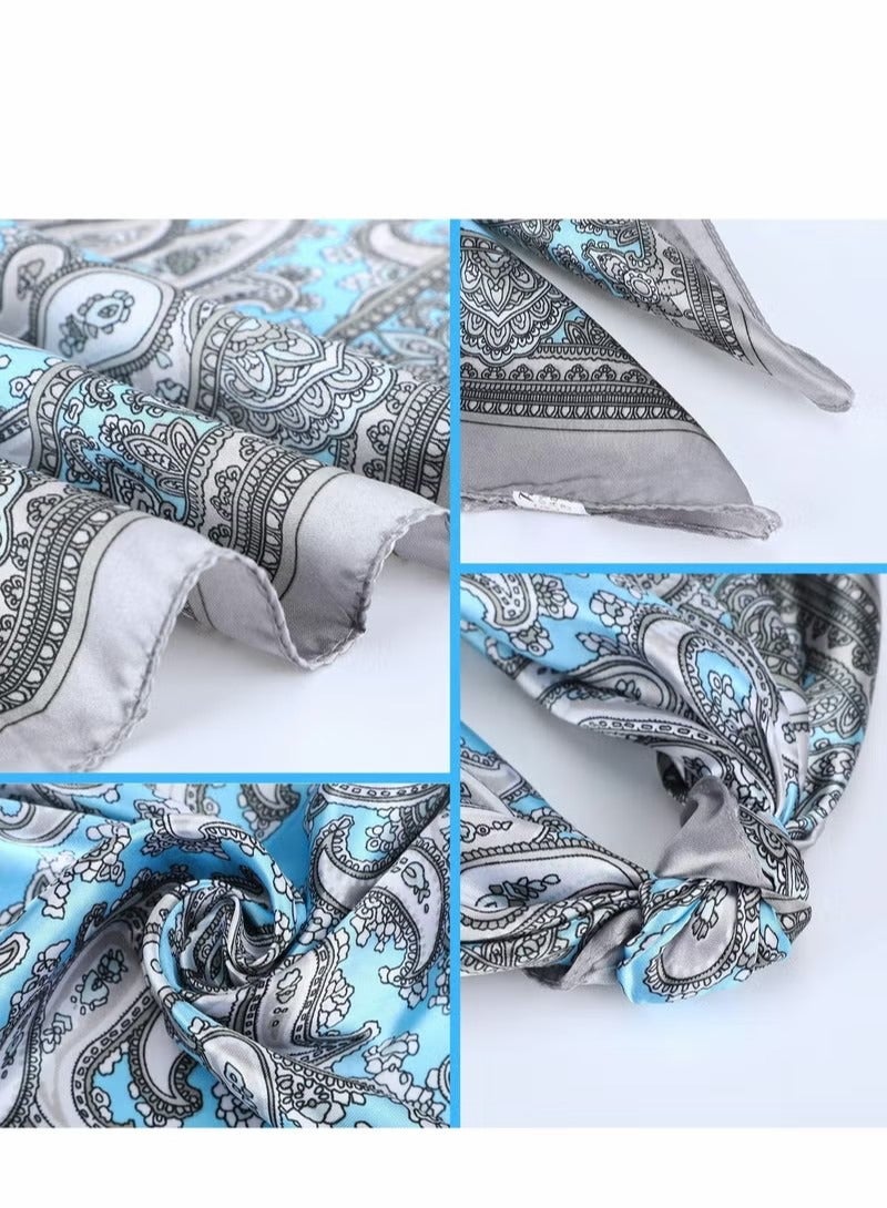 Satin Silk Head Scarves, 4PCS Square Feeling Scarf Boho Hair Bandanas for Women Sleeping Headscarf Bundle(60 x 60cm) - Image 4