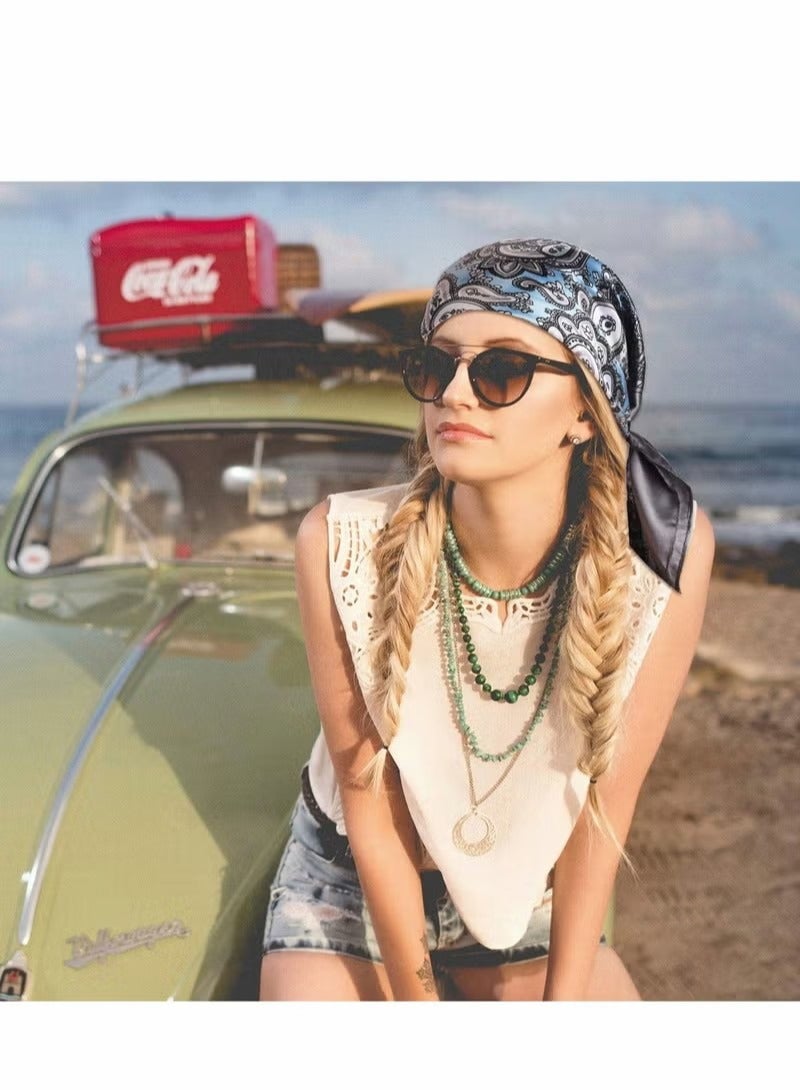 Satin Silk Head Scarves, 4PCS Square Feeling Scarf Boho Hair Bandanas for Women Sleeping Headscarf Bundle(60 x 60cm) - Image 3