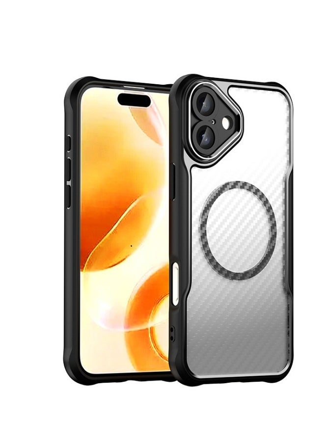 Beauenty Suitable for Apple iPhone16 mobile phone case magnetic carbon fiber case black