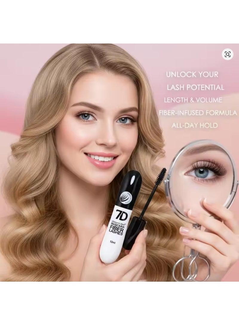 ماسكارا ألياف الرموش 7D - ماسكارا قابلة للغسل، تمنح الرموش كثافةً وتطويلاً وتحديداً وتجعيداً وتكثيفاً، تركيبة قابلة للبناء، لون أسود فاحم - Image 2