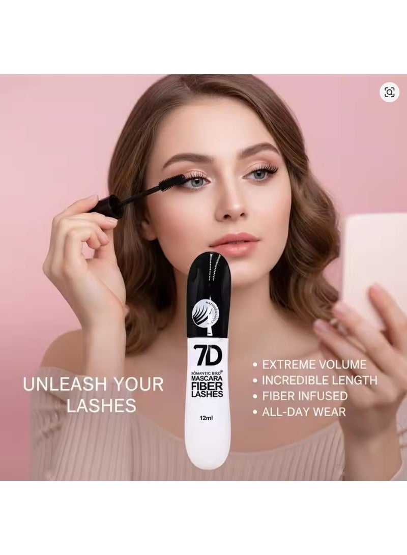 ماسكارا ألياف الرموش 7D - ماسكارا قابلة للغسل، تمنح الرموش كثافةً وتطويلاً وتحديداً وتجعيداً وتكثيفاً، تركيبة قابلة للبناء، لون أسود فاحم - Image 5