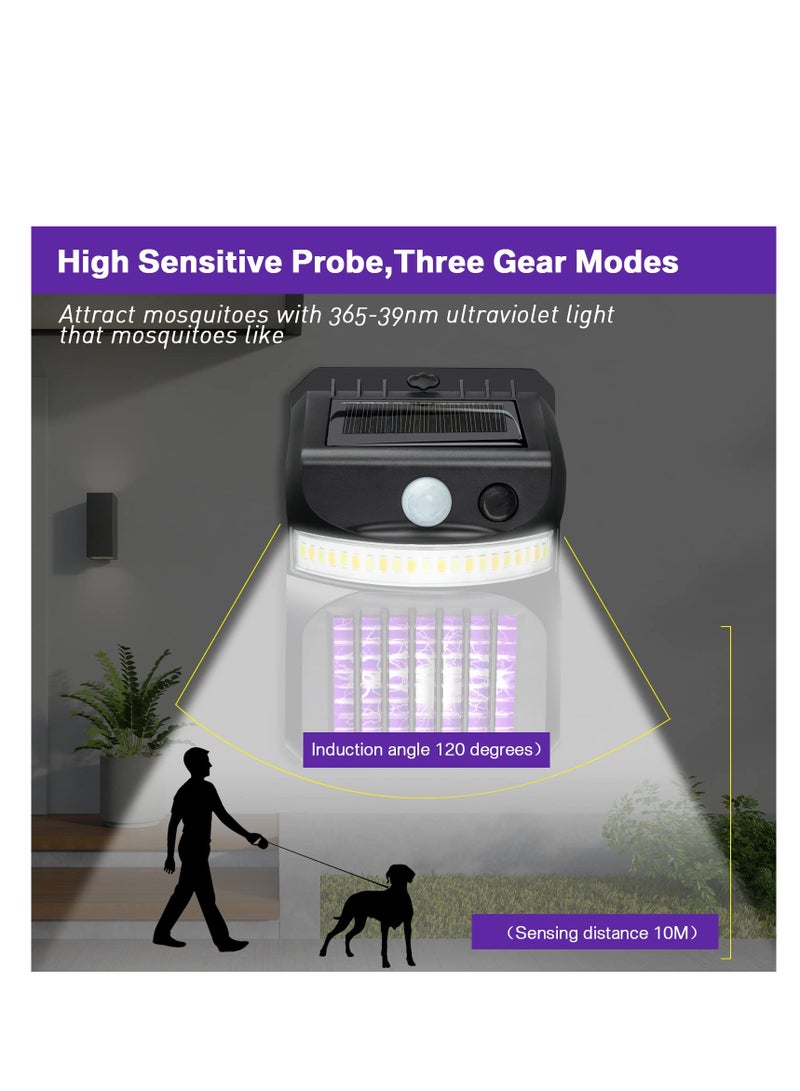 شو وو في الهواء الطلق 3 في 1 البعوض صاعق الأسود الشمسية علة صاعق الكهربائية LED ضوء البعوض القاتل مصباح مع جهاز استشعار الحركة للتخييم في الفناء الخلفي في الهواء الطلق - Image 2