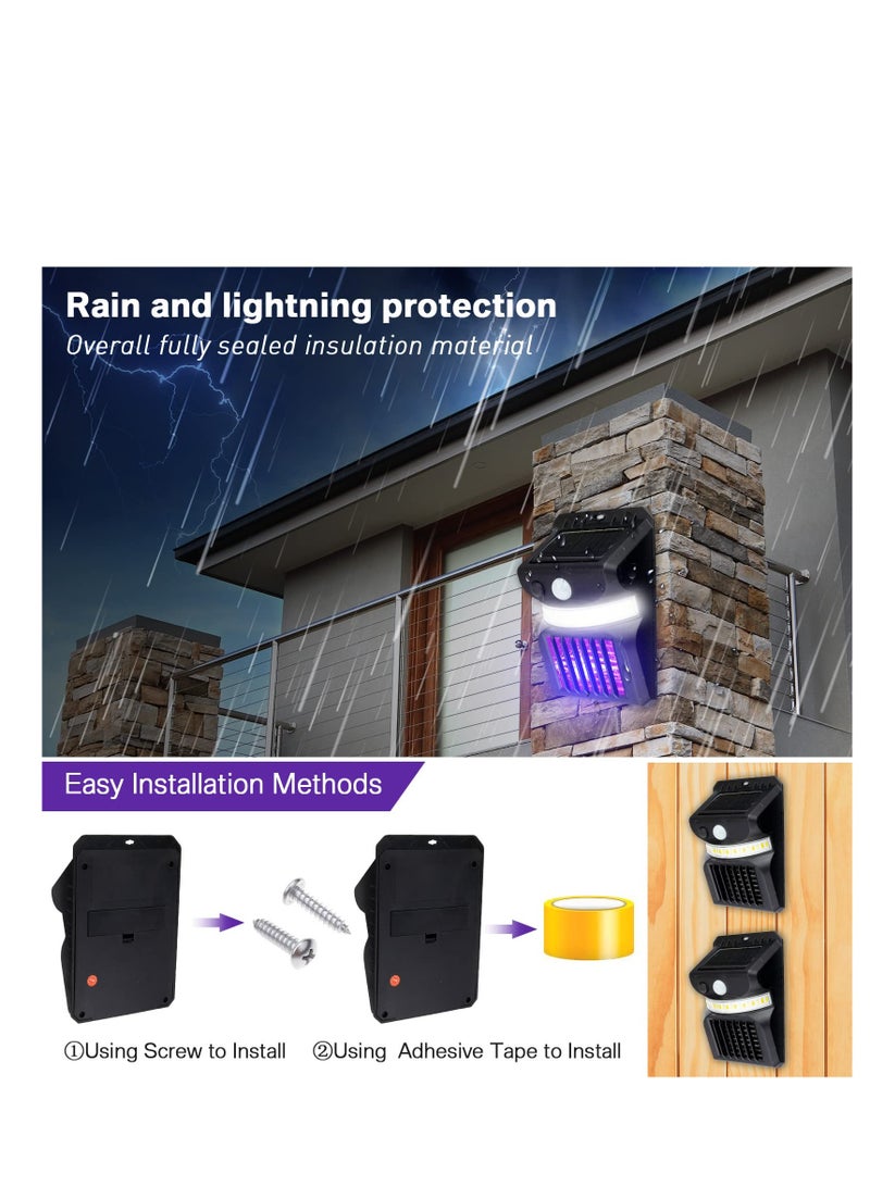 شو وو في الهواء الطلق 3 في 1 البعوض صاعق الأسود الشمسية علة صاعق الكهربائية LED ضوء البعوض القاتل مصباح مع جهاز استشعار الحركة للتخييم في الفناء الخلفي في الهواء الطلق - Image 3