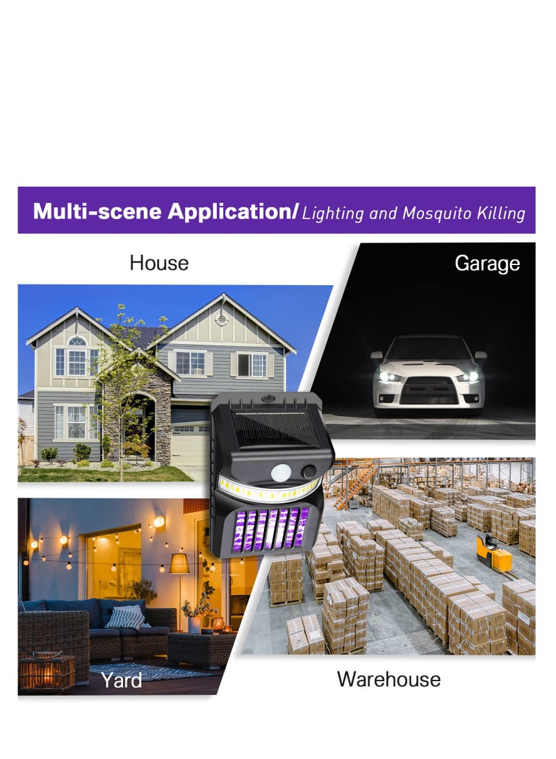 شو وو في الهواء الطلق 3 في 1 البعوض صاعق الأسود الشمسية علة صاعق الكهربائية LED ضوء البعوض القاتل مصباح مع جهاز استشعار الحركة للتخييم في الفناء الخلفي في الهواء الطلق - Image 4