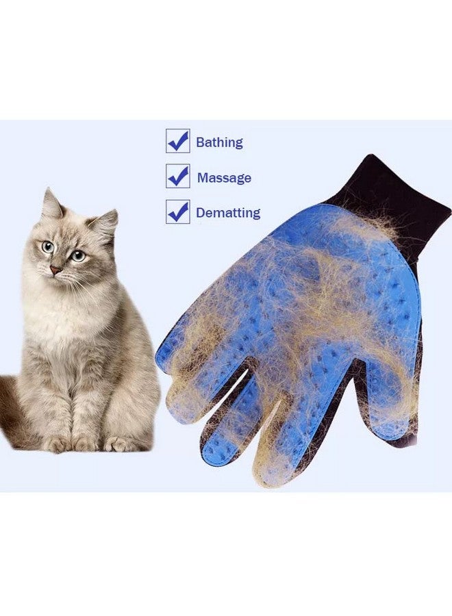 قفاز إزالة شعر الحيوانات الأليفة - فرشاة تنظيف لطيفة - إزالة الشعر المتساقط - قفاز تدليك بتصميم محسّن بخمسة أصابع - مثالي للكلاب والقطط ذات الفراء الطويل والقصير - عبوة واحدة (أزرق)، عدد 1.0 - Image 3