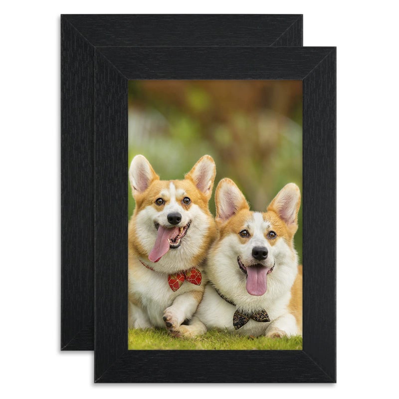 TOFOREVO Picture Frames 4x6 Set of 2 Black Wood Grain Photo Frame for Gallery Wall Mounting or Tabletop Display - Image 1