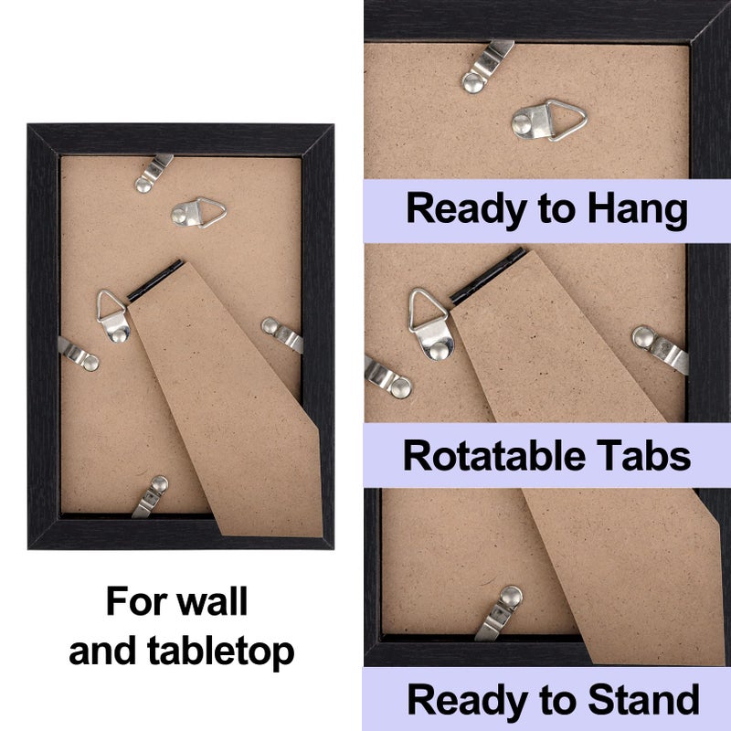 TOFOREVO Picture Frames 4x6 Set of 2 Black Wood Grain Photo Frame for Gallery Wall Mounting or Tabletop Display - Image 3
