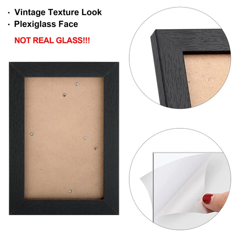 TOFOREVO Picture Frames 4x6 Set of 2 Black Wood Grain Photo Frame for Gallery Wall Mounting or Tabletop Display - Image 4
