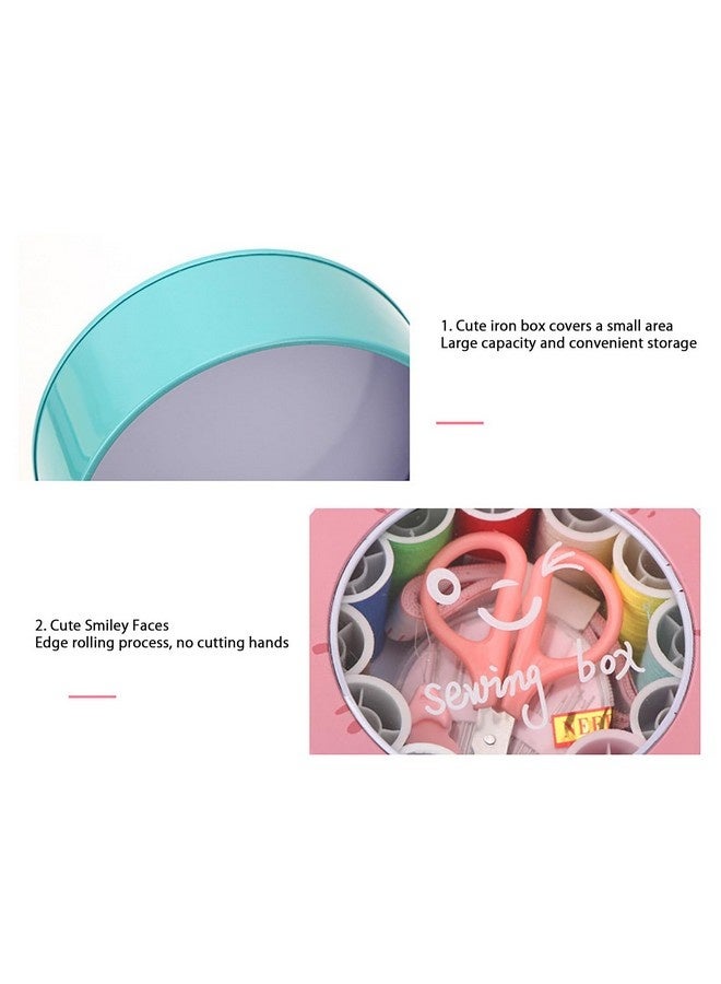 بيوينتي مجموعة خياطة صندوق خيوط خياطة صغير مجموعة خيوط خياطة سفر DIY مع صندوق حديدي للمبتدئين في الخياطة أو عشاق الأعمال اليدوية - Image 2