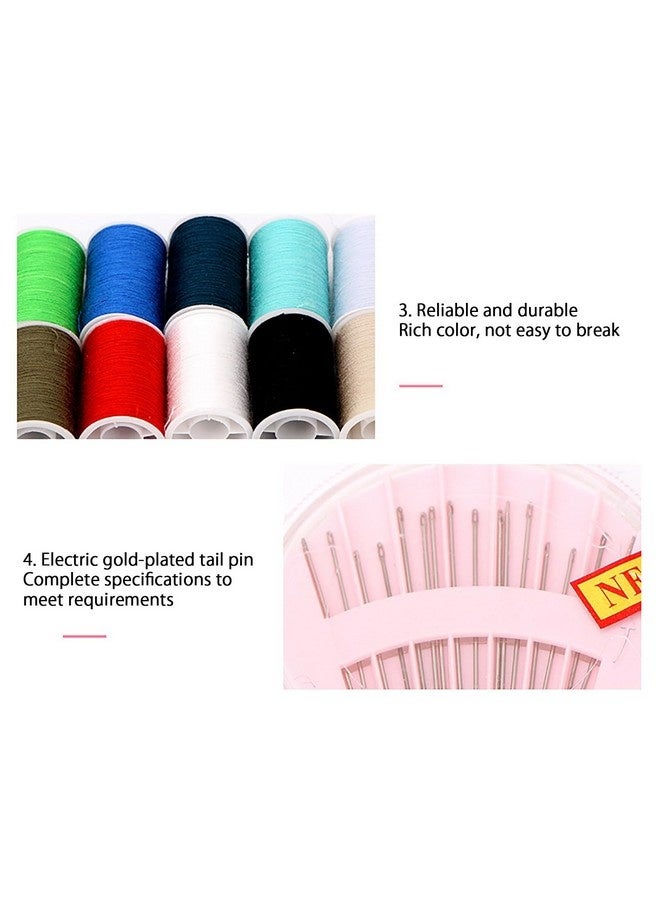 بيوينتي مجموعة خياطة صندوق خيوط خياطة صغير مجموعة خيوط خياطة سفر DIY مع صندوق حديدي للمبتدئين في الخياطة أو عشاق الأعمال اليدوية - Image 3