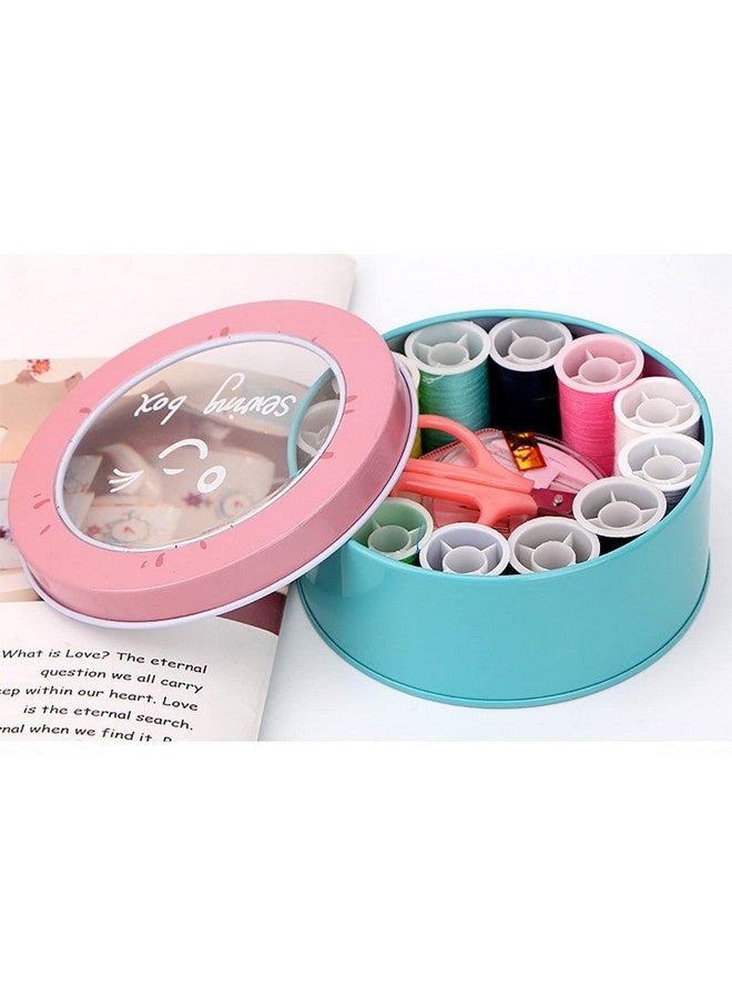 بيوينتي مجموعة خياطة صندوق خيوط خياطة صغير مجموعة خيوط خياطة سفر DIY مع صندوق حديدي للمبتدئين في الخياطة أو عشاق الأعمال اليدوية - Image 5
