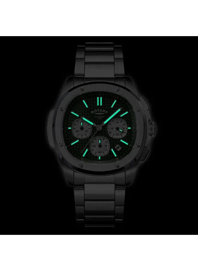 Rotary  Rotary Mens Apex 100 Chronograph Green Dial Stainless Steel Bracelet Watch - RGB10029/24 for Men | Best Price UAE