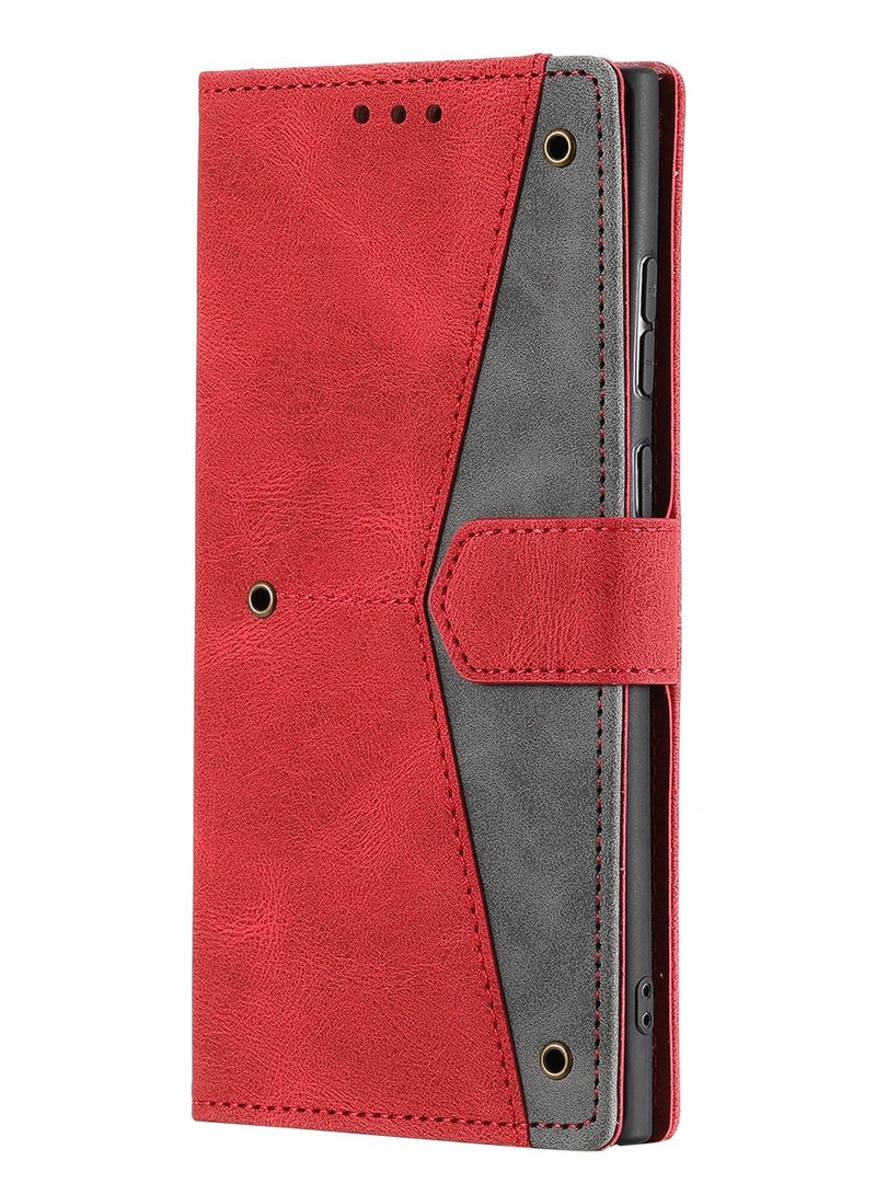 Suteni Color Block Flip Cover Card Slots Leather Phone Case for Samsung - Image 1
