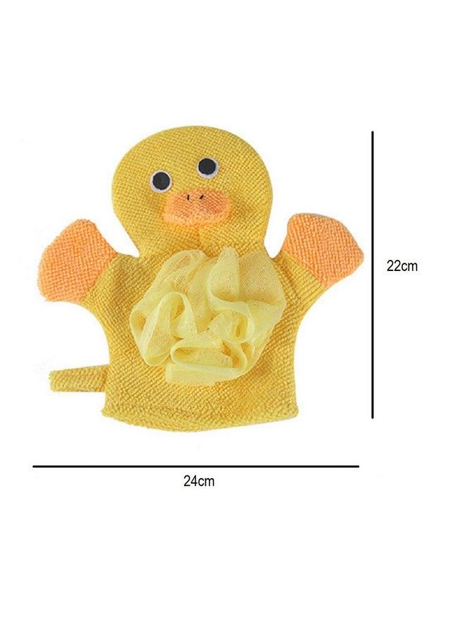 Syga Duck Face Cartoon Bathing Gloves Children Cartoon Bath Towel Baby Bath Gloves(Yellow)  - Image 3