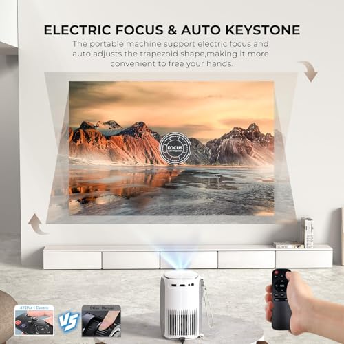 ONOAYO [Electric Focus & Auto Keystone] Mini Projector With WiFi And Bluetooth, ONOAYO GivingYou AY2Pro Portable Projector 550 ANSI, Ultra Low Noise & Lens Cap Dustproof, Outdoor Projector For Phone/Laptop - Image 3