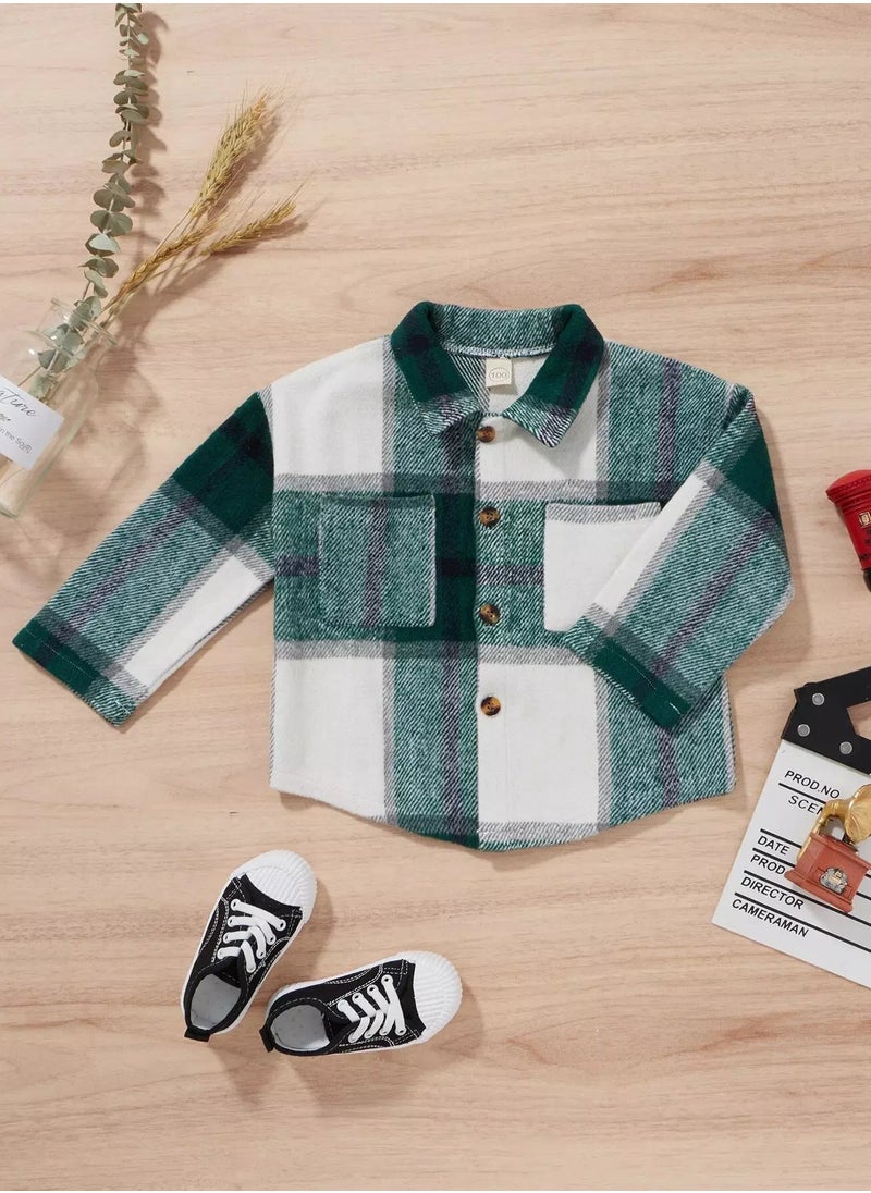 Toddler Boys Plaid Wool-Mix Shacket Without Tee