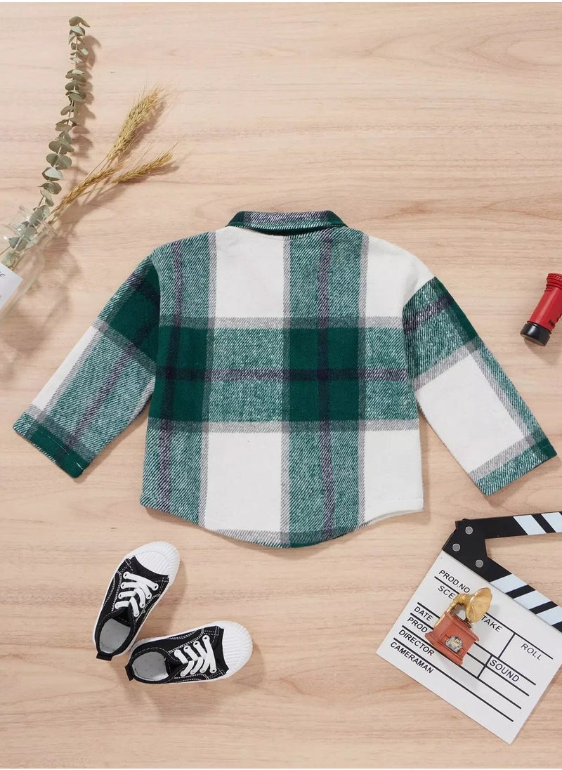 Toddler Boys Plaid Wool-Mix Shacket Without Tee
