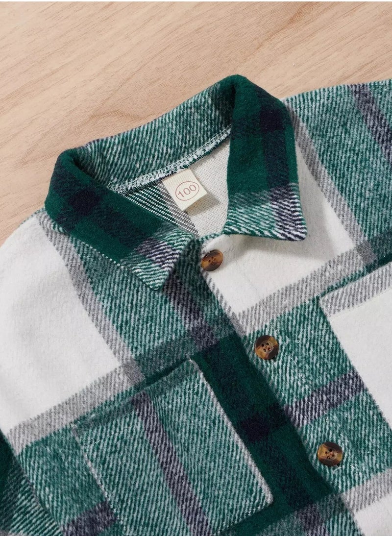 Toddler Boys Plaid Wool-Mix Shacket Without Tee