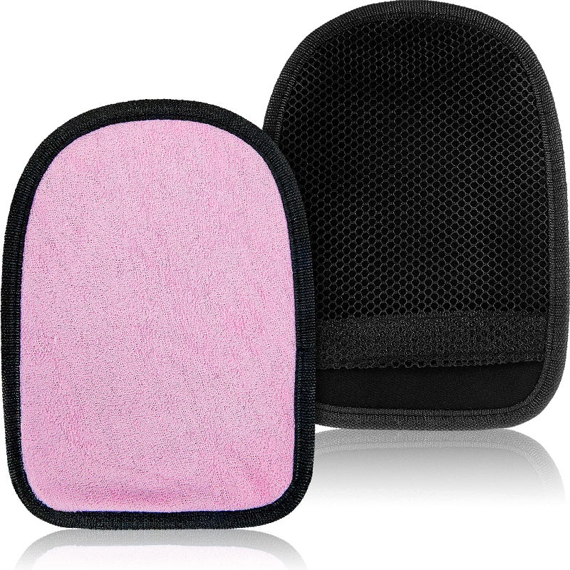 Skylety 2 Pieces Sand Mitt for Beach Sand Off Mitt Soft and Skin Friendly Cotton Towel Help Parents Clean from Children's Skin Brush Pack for Surf, Ocean and Lakeside Recreation(Pink) - Image 1