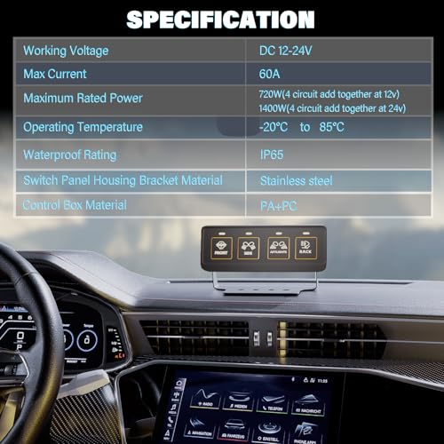 Fly Kan 4 Gang Wireless Switch Panel Waterproof Offroad Light Switch with 4 Control Modes Dual Power Supply 12V24V Multifunction IC Control Switch Pod for Truck SUV ATV UTV Car etc - Image 3