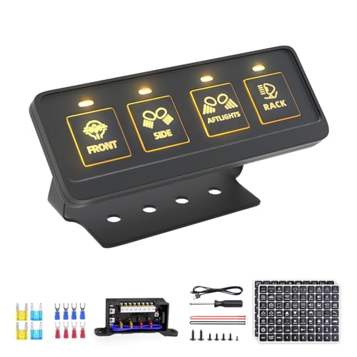 Fly Kan 4 Gang Wireless Switch Panel Waterproof Offroad Light Switch with 4 Control Modes Dual Power Supply 12V24V Multifunction IC Control Switch Pod for Truck SUV ATV UTV Car etc - Image 1