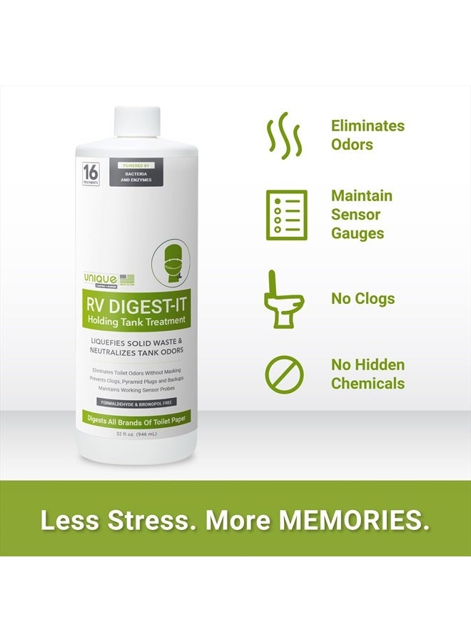 Unique RV Digest-It Black Water Tank Treatment - Concentrated Liquid RV Toilet Treatment - Eliminates Odor, Liquifies Waste, Prevents Sensor Misreading, CA Approved (32 oz.) - Image 3