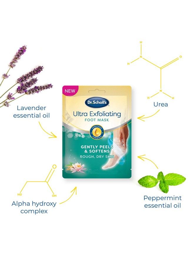 Dr. Scholl's قناع تقشير القدمين فائق التقشير، عبوة من 3 قطع، يقشر بلطف وينعم البشرة الجافة الخشنة باليوريا، 3.0 قطعة، زوج واحد - Image 5