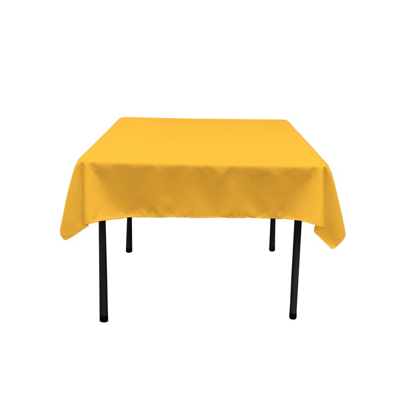 LA Linen Polyester Poplin Washable Square Tablecloth Stain and Wrinkle Resistant Square Table Cover 52x52 Fabric Table Cloth Square for Dining Kitchen Party Holiday 52 by 52Inch Yellow Dark
