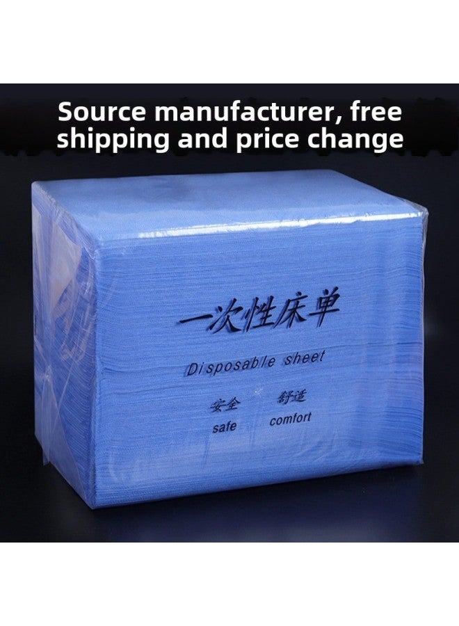 Disposable Bed Sheet For Beauty Salon Non-woven Fabric With Hole Waterproof And Oil-proof Massage Cuisine Mattress Towels Thickened Mattress Sheet-Color:Non-woven Sheets 70*180 Blue Punched (100 Strips)  - Image 1