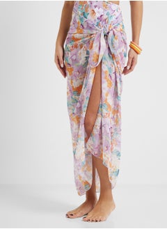 ELLA Floral Print Swimsuit With Cutout & Printed Sarong  - Image 4