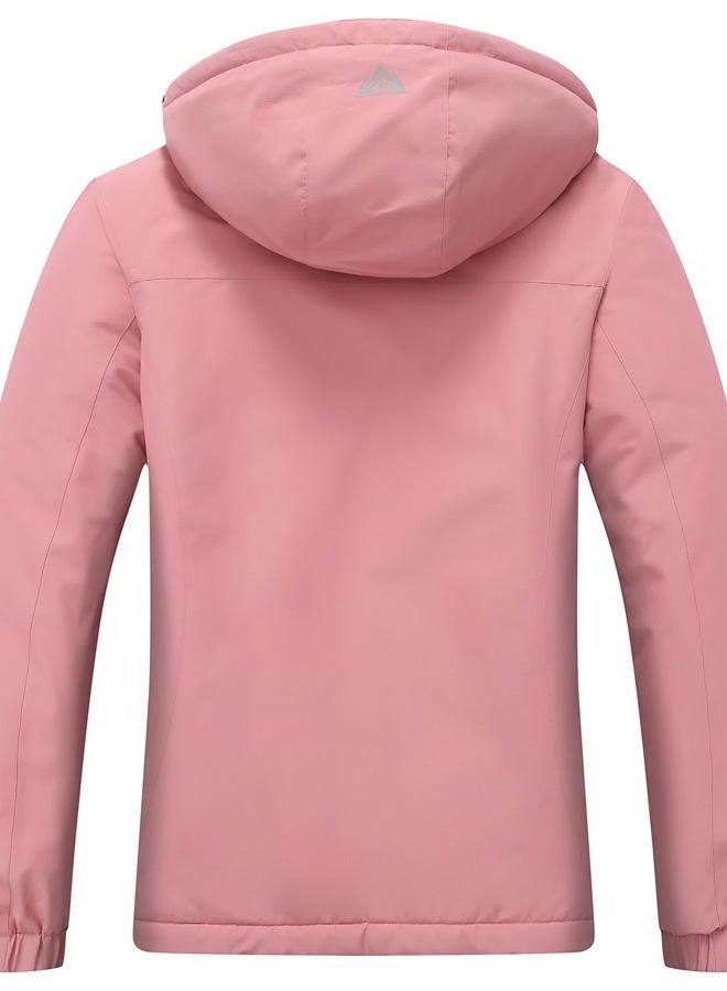 MOERDENG Women's Snow Ski Jacket Warm Winter Coat Waterproof Snowboarding Jacket with Zippered Pockets, Pink, S - Image 2