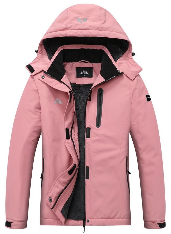 MOERDENG Women's Snow Ski Jacket Warm Winter Coat Waterproof Snowboarding Jacket with Zippered Pockets, Pink, S - Image 1