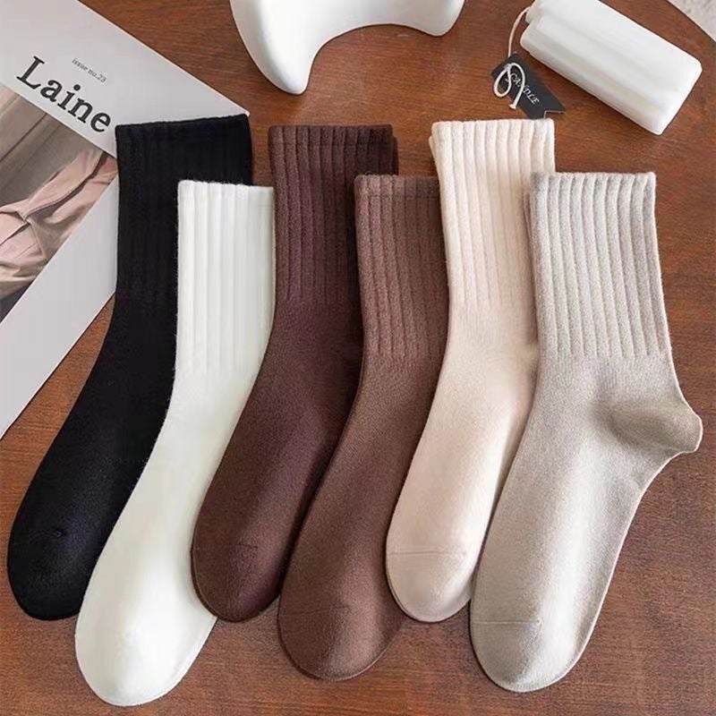 Factory supply new Maillard color all-match trend socks vintage striped socks simple fashion casual - Image 1