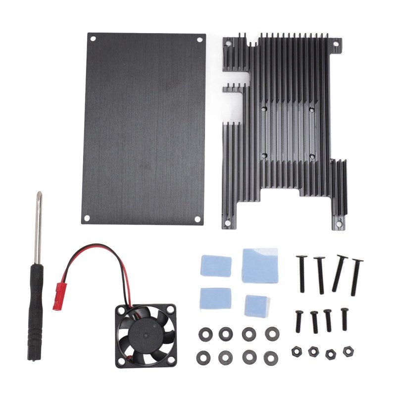 Aluminium Alloy Case with Cooling Fan for Orange Pi 5 5B - Efficient Heat Dissipating Protective Shell with Slotted Design for Stable Performance - Image 1