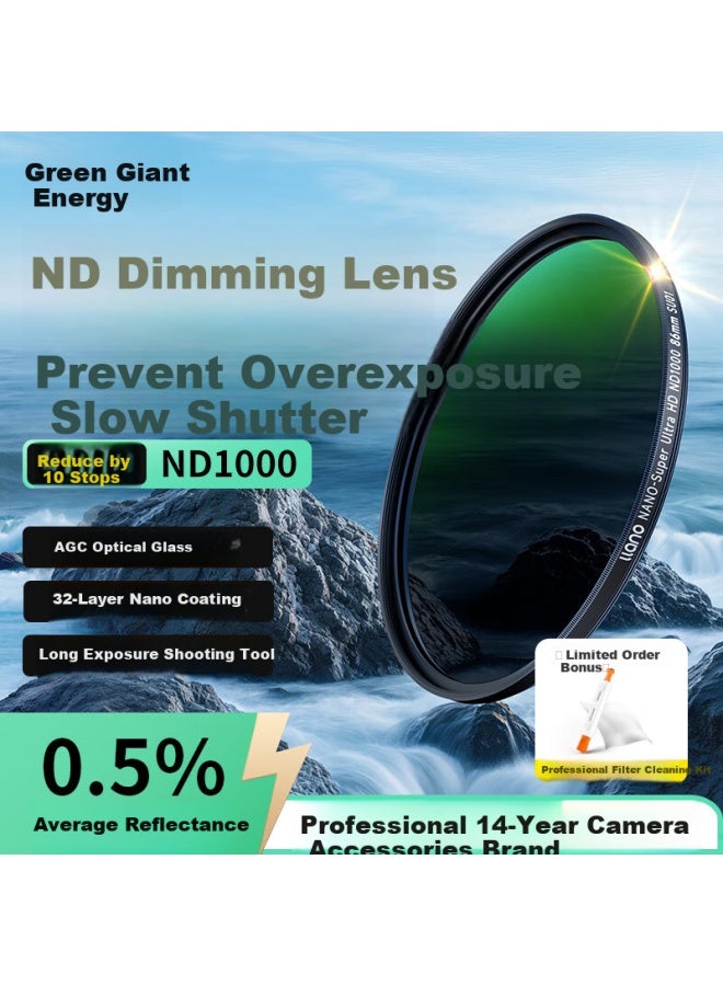 Llano Nd Filter Nd1000 (10-Stop) 77Mm Neutral Density Filter Gray Density Filter For Dslr Camera Long Exposure Filter Compatible With Canon Nikon Sony