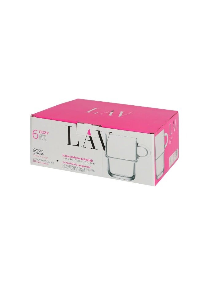 LAV 6 Pieces Cozy Coffee And Tea Mug Set 360 Ml - Clear - Image 3