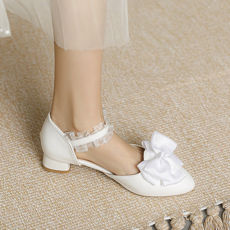 2023 Spring And Low Heel Lace 28-43 Size Pointed Bow Sandals - Image 5