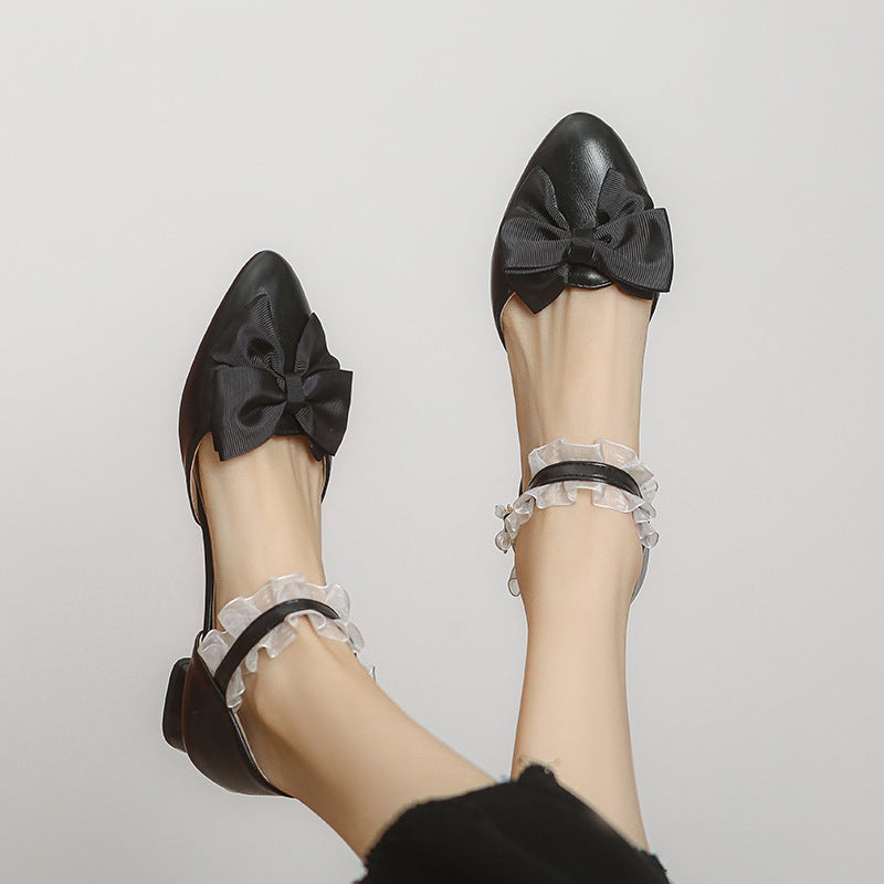 2023 Spring And Low Heel Lace 28-43 Size Pointed Bow Sandals - Image 3