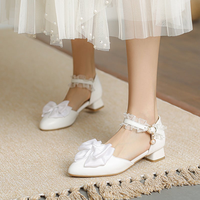 2023 Spring And Low Heel Lace 28-43 Size Pointed Bow Sandals - Image 4