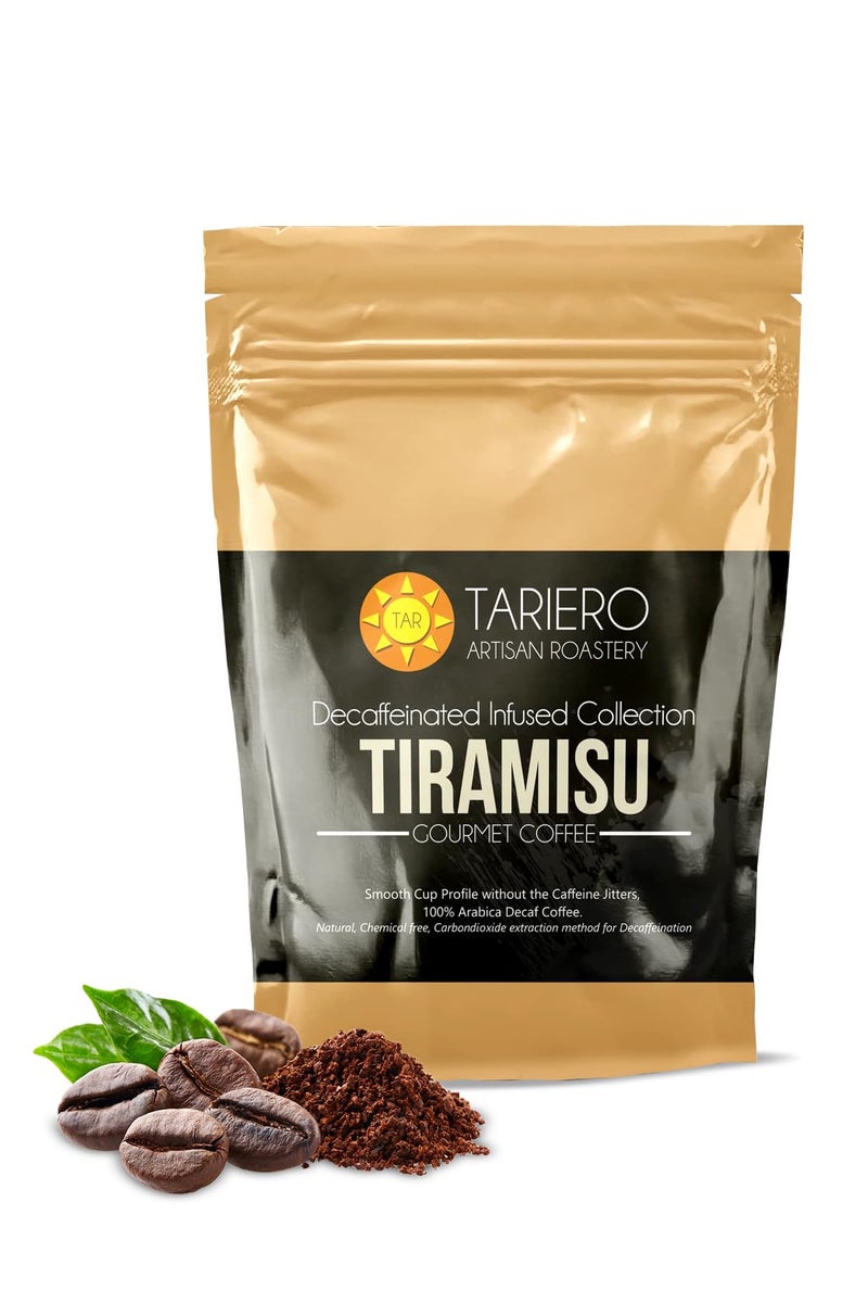 Tariero Lo-Caffeine TIRAMISU Flavoured Coffee | 65% DECAFFEINATED | Medium Roast | Medium Grind 100g - Image 1