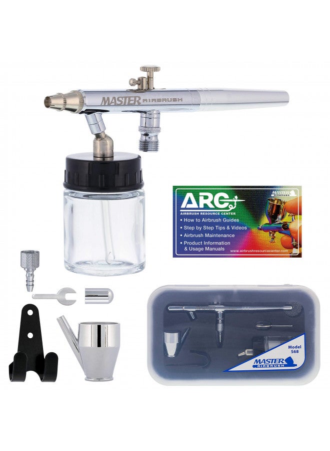 Master Airbrush Master Performance S68 Multi-Purpose Precision Dual-Action Siphon Feed Airbrush, 0.35 mm Tip, 3/4 oz Fluid Bottle, Color Cup - User Friendly Set Kit - How-to-Airbrush Guide - Auto, Art, Hobby, Cake - Image 1