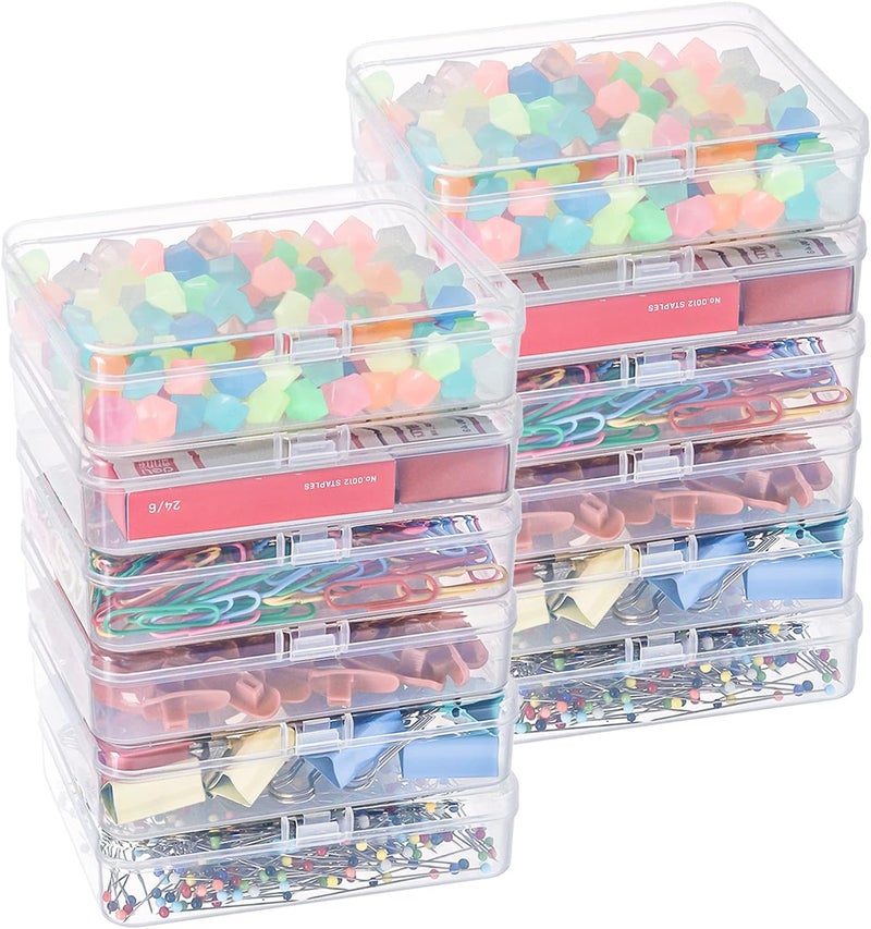 Kingrol 18 Pack Mini Clear Plastic Storage Containers with Lids 412 x 338 x 118 Inch Empty Hinged Boxes for Beads Jewelry Tools Craft Supplies Flossers Fishing - Image 2